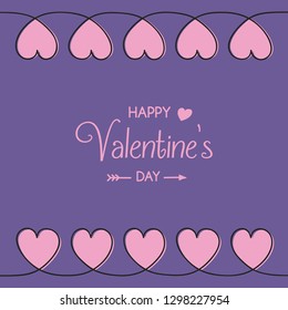 Design of Valentine's Day greeting card with cartoon hearts. Vector