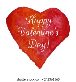 Design of Valentines day greeting card with hand drawn vector watercolor heart
