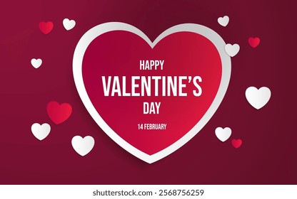  Design for valentine's day greeting card , banner , invitation. Romantic heart symbol decorating holiday poster