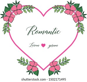 Design of various card romantic, with ornate of pink flower frame. Vector