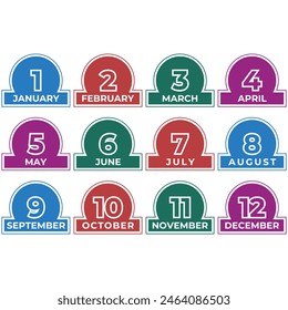 Design of various colors of the months of the year