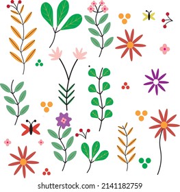 Design of various flowers in Illustrator professionally and beautifully on a white background