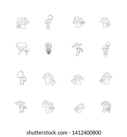 Design of various mushroom icon sets
