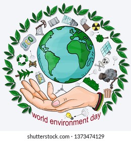 design of various objects of human life, the theme of the world environment day pollution problems, for the design of the backgrounds of printed products and the web