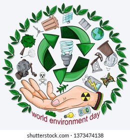 design of various objects of human life, the theme of the world environment day pollution problems, for the design of the backgrounds of printed products and the web