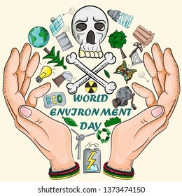 design of various objects of human life, the theme of the world environment day pollution problems, for the design of the backgrounds of printed products and the web
