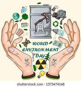 design of various objects of human life, the theme of the world environment day pollution problems, for the design of the backgrounds of printed products and the web