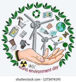 design of various objects of human life, the theme of the world environment day pollution problems, for the design of the backgrounds of printed products and the web