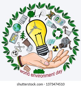 design of various objects of human life, the theme of the world environment day pollution problems, for the design of the backgrounds of printed products and the web