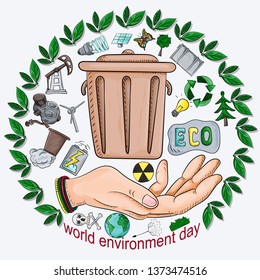 design of various objects of human life, the theme of the world environment day pollution problems, for the design of the backgrounds of printed products and the web