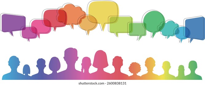 Design of various people and speech bubble