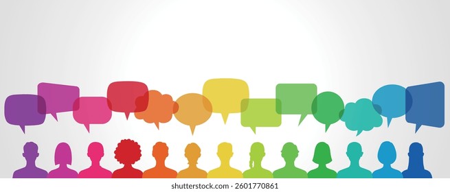 Design of various people and speech bubble