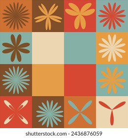 Design of Various Types of Pastel-Colored Flower Patterns in Colorful Square Tiles 