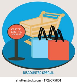 el vector de diseño sobre los centros comerciales de promoción
