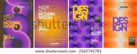 Design. Vector abstract modern illustration of geometric shapes, optical illusion, circles, stripes, gradient, line for poster, card, background, cover, brochure, flyer or pattern