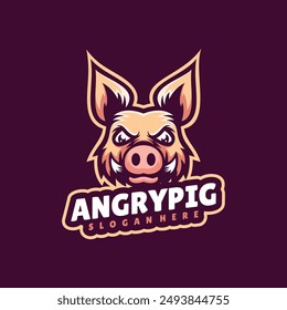 Design vector angry pig e sport logo