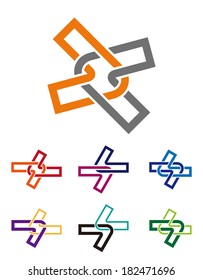 Design vector arrows logo template. Colorful line cross. "a", "v", "x" letters icon set. You can use in the commerce, traffic, financial, medical and communication concept of pattern. 