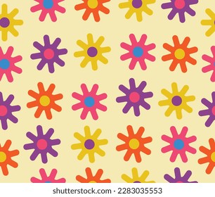 design vector art seamless pattern floral retro 70s