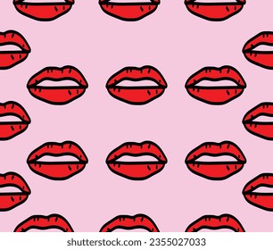 design vector art seamless pattern style red lips