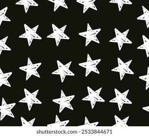 design vector art seamless pattern with hand drawn star style