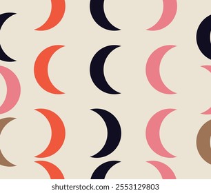 Diseño de Arte vectorial sin patrón con estilo de luna creciente