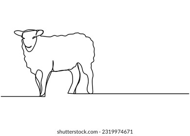 design vector art single continuous line sheep