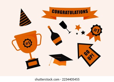 Design vector asset for graduation and graduation parties. vector illustration of a hat, tie, glasses and college themed design.