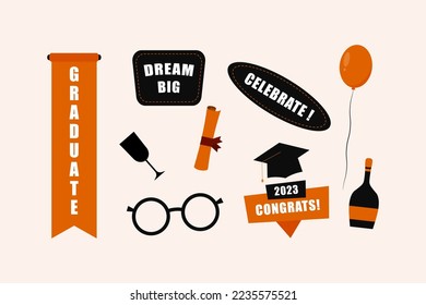 Design vector asset for graduation and graduation parties. vector illustration of a hat, tie, glasses and college themed design.
