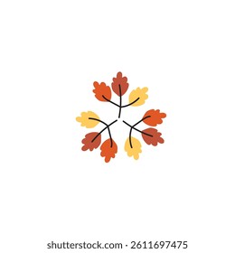 Design vector autum leaves three colors