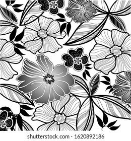 design vector background flowers black and white 