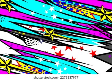 design vector background racing with a unique striped pattern and with a mix of bright colors and star effects
