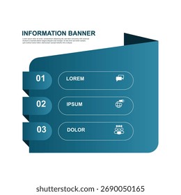 Plantilla de infografía de Anuncio de Vector de diseño. Elemento de infografía de concepto de 3 pasos con estilo de papel. 