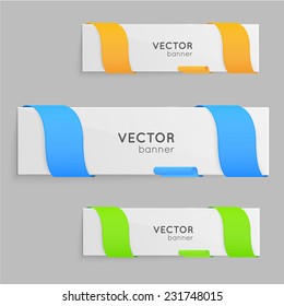 Design vector banner isolated on white background. Creative forms
