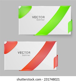 Design vector banner isolated on white background. Creative forms