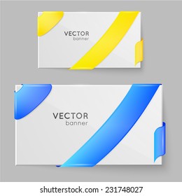 Design vector banner isolated on white background. Creative forms