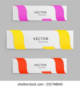 Design vector banner isolated on white background. Creative forms