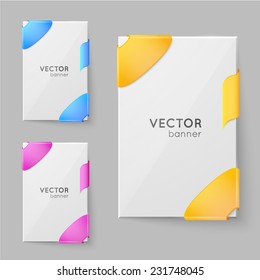 Design vector banner isolated on white background. Creative forms
