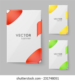 Design vector banner isolated on white background. Creative forms