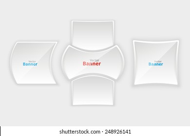 Design vector banner isolated on white background. Creative forms