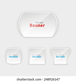 Design vector banner isolated on white background. Creative forms