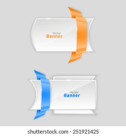 Design vector banner isolated on white background. Creative forms