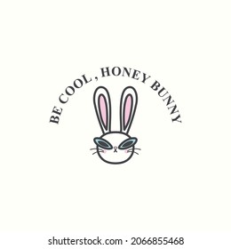 Design vector be cool, honey bunny for print t shirt youth girl