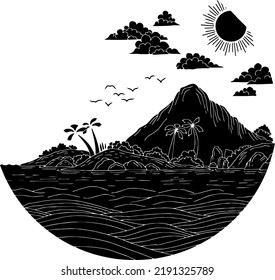 Símbolo de tierra de silueta de la playa del vector de diseño
