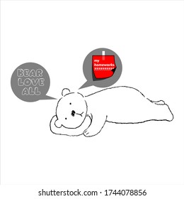 design vector  bear love all  for print t shirt youth girl