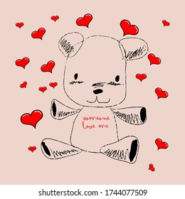 design vector  bear someone love  for print t shirt youth girl