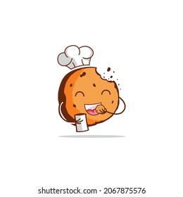 design vector. biscuit chef eating.