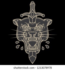 design vector black panther and sword, vector EPS 10