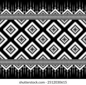 Design vector in black and white color. Traditional Aztec geometeric seamless ethnic pattern. Southwest Navajo culture tribal backdrop  for textile, printing, clothing, wallpaper, wrapping