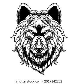 design vector black and white wolf head 