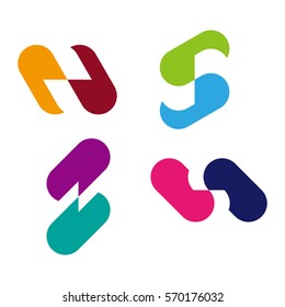 Design vector capsule logo template. Colorful cross icon. "Z","S","N" letters icon set. You can use in the commerce, traffic, financial, medical and communication concept of pattern. 